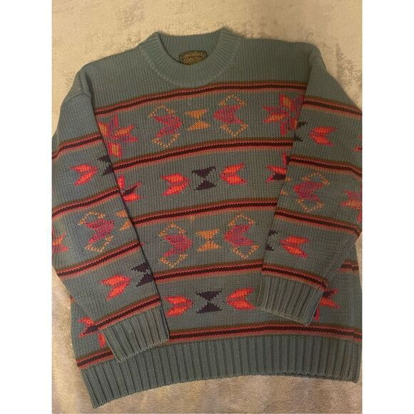Vintage Eddie Bauer Heavy Geometric Knit Sweater M - Picture 6 of 8